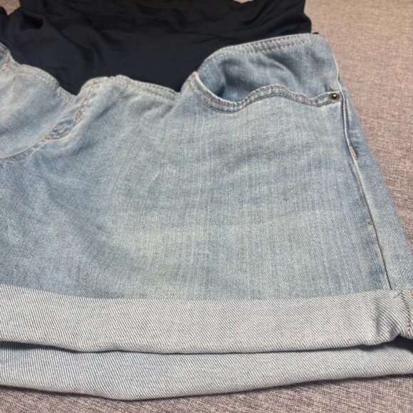 Over Belly High-Rise Maternity Jean Shorts, Size 14 - Picture 5 of 9
